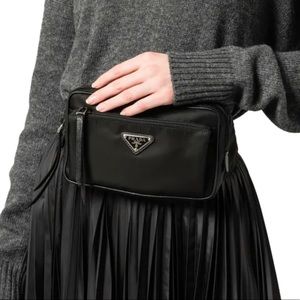 Prada Black Tessuto Nylon Logo Belt Bag 1BL009 (includes authentication card)